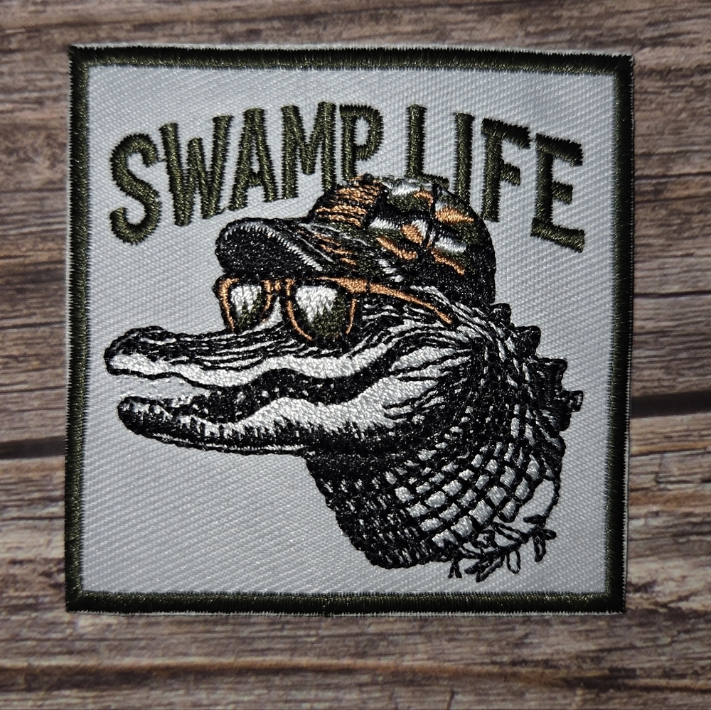 Swamp Life Gator Alligator Reptile Florida Louisiana Redneck Iron On Patch